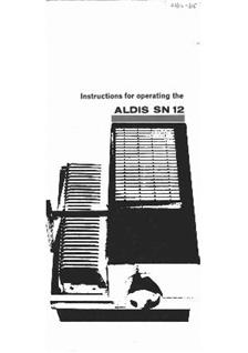 Aldis Ltd SN 12 manual. Camera Instructions.
